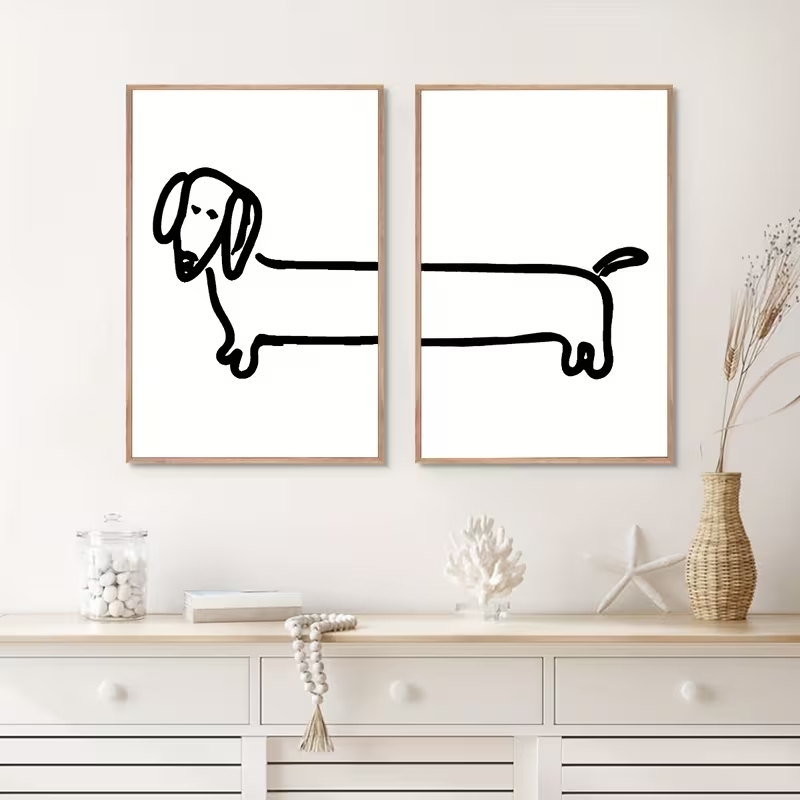 Sustainable Living Practices - 2PCS Modern Dachshund Funny DogWall Art