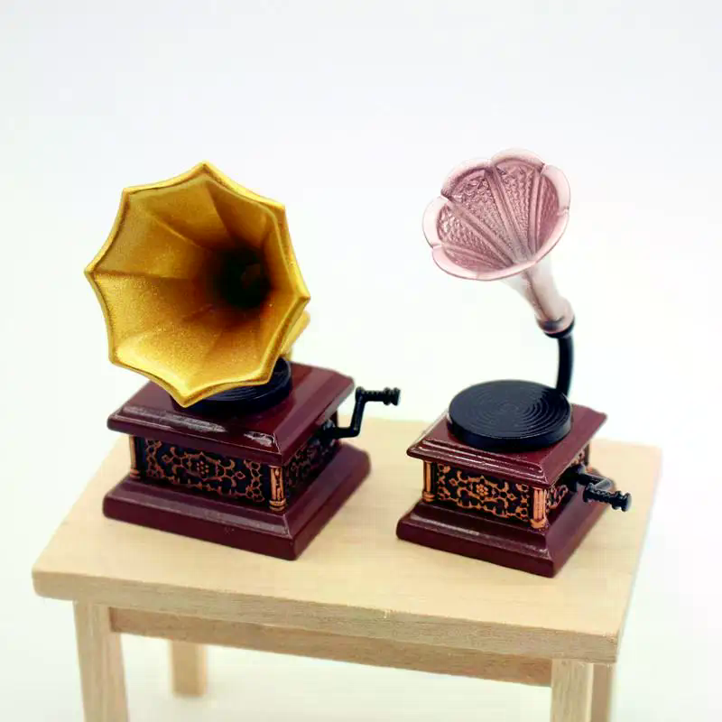Sustainable Living Practices - Dollhouse Vintage Phonograph Miniatures Model Living